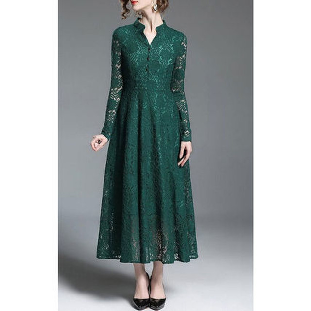 花柄レース グリーン ワンピース Radiance