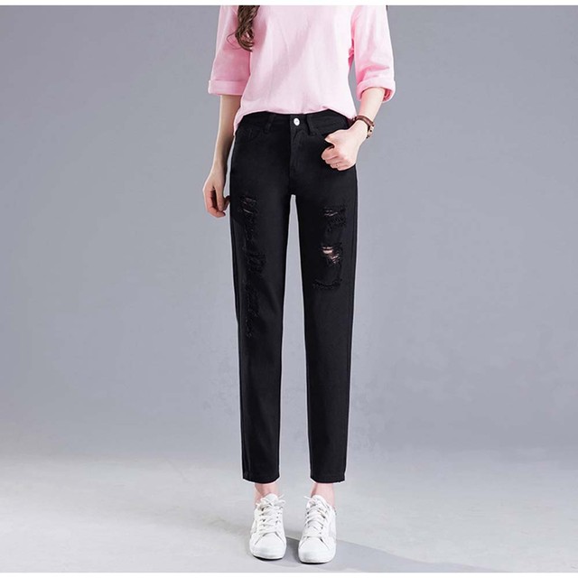 クラッシュ デニムパンツ レディース ダメージ ジーンズ ジーパン 美脚パンツ 白 黒 クラッシュジーンズ カジュアル モノトーン ボトムス Infini Arc En Ciel