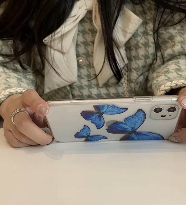 送料無料 クリア 青蝶 シンプル Iphone スマホケース きれい お洒落 かっこいい 可愛い 大人 Kt 0086 Hamar