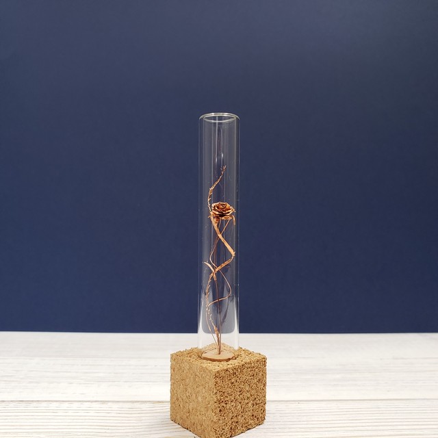 試験管 フラワー 小さな銅フラワー 豆花 Mamehana A01 花言葉 幸多かれ 出産祝い オレンジ 薔薇 バラ 試験管 花 銅華 ドウカ ボトルフラワー インテリア 銅華 Douka