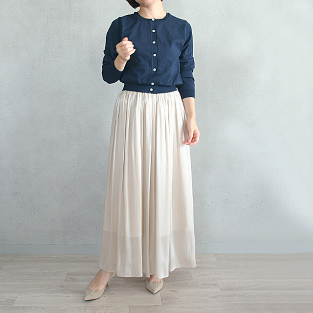 新色入荷 シャンブレー楊柳ロングギャザースカート 国産 aw 小さいサイズ専門店 Littlemy