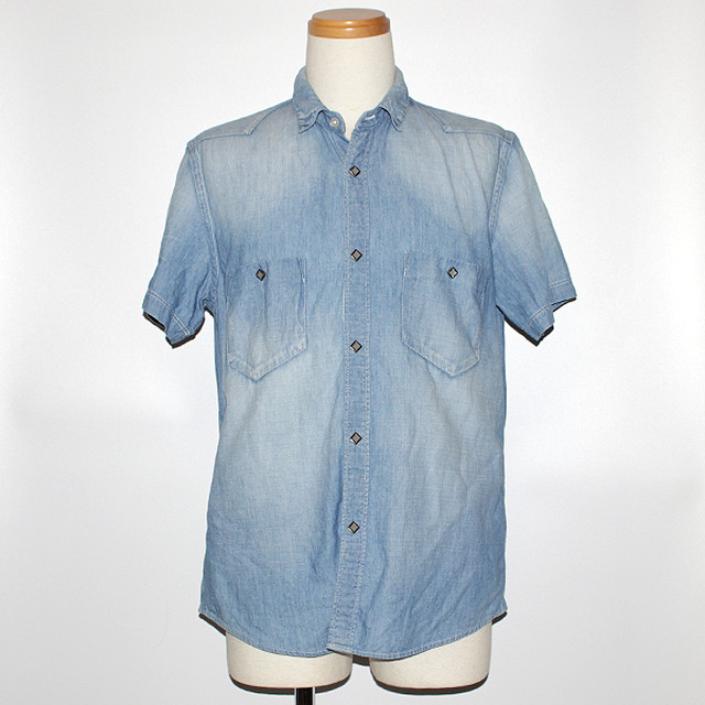Nonnative ノンネイティブ 古着 中古 デニムシャツ 半袖シャツ 無地 メンズ アメカジ ブルー サックス 1 ブランド古着 通販 Q E D