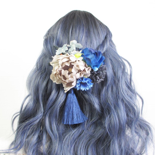 Temps Fugit 花の髪飾り 青 きもの千世彦