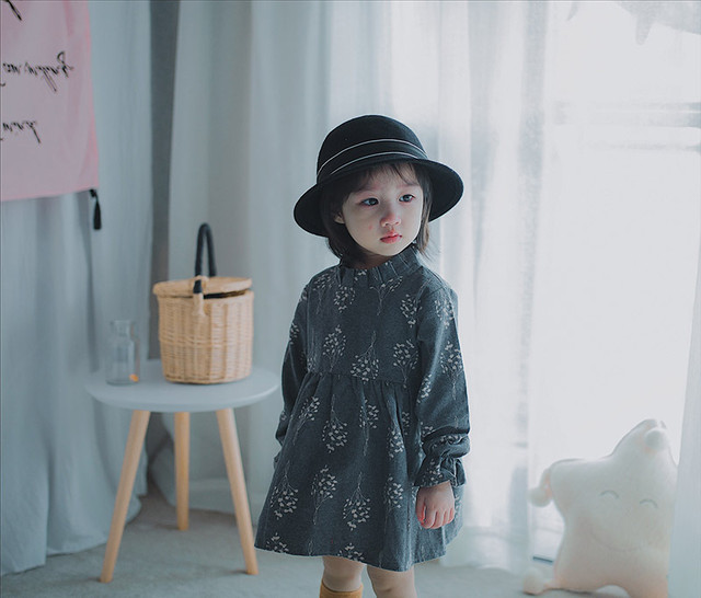 送料無料 キッズ秋冬 北欧風フォレスト柄おめかしワンピース Arbre Colline