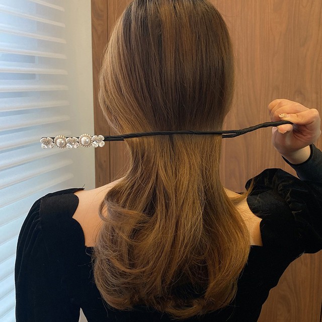 くるりんぱ おだんごヘア 可愛い ヘアアクセサリー フェイクパール ファッション 髪留め 結婚式 レトロ ヘアメーカー お団子 アレンジスティック シニヨン ヘアアレンジ レディース Infini Arc En Ciel