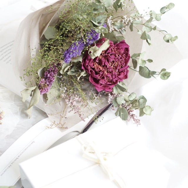 ナチュラル可愛い芍薬のドライフラワーブーケ Fott