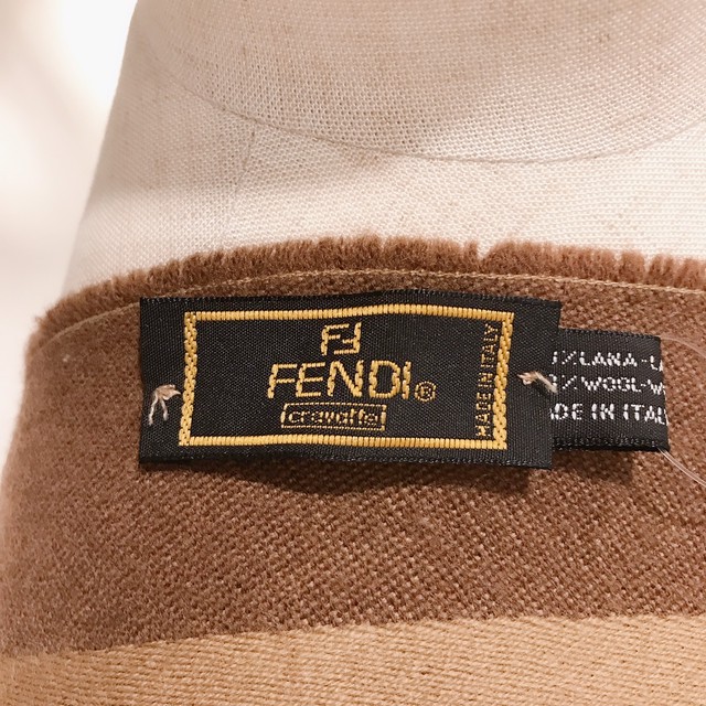 Fendi フェンディ マフラー ズッカ柄 フリンジ付き ブラウン イタリア製 ｕｔａ５