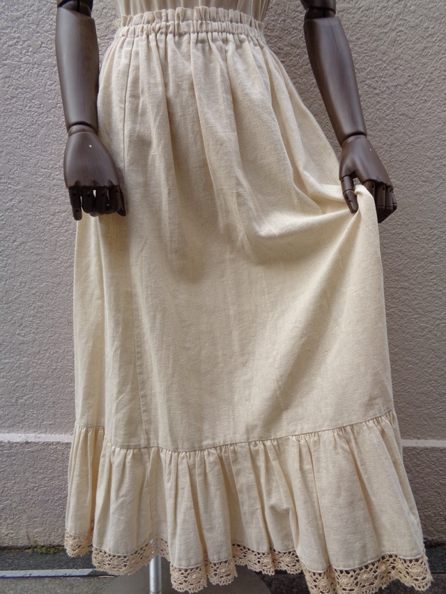 Linen Hem Lace Skirt リネン 裾レース スカート Little Trip To Heaven