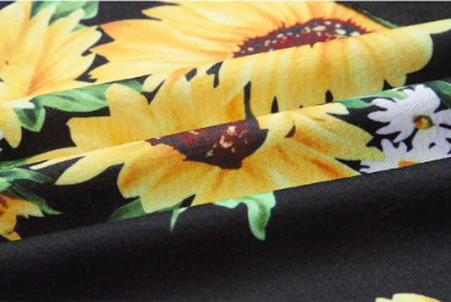 ひまわり フロントボタン 膝下丈 ワンピース サマードレス ヴィンテージ 大きいサイズ L Xl 2xl 3xl ビーチスタイル V 0022 大きいサイズ Shells Flower 元アパレル店長のワードローブ