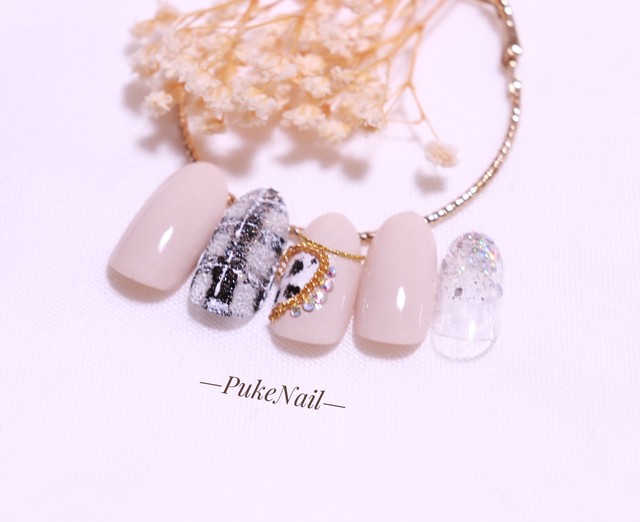 Pukeネイル No 395 チェック 上品 おしゃれなデザインネイルチップ ネイルチップ つけ爪 購入ならpuke Nail