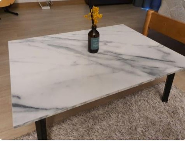 大理石テーブル 四角 800 600 折りたたみ光沢ブラック足 リビング 机 Glassi グラッシー