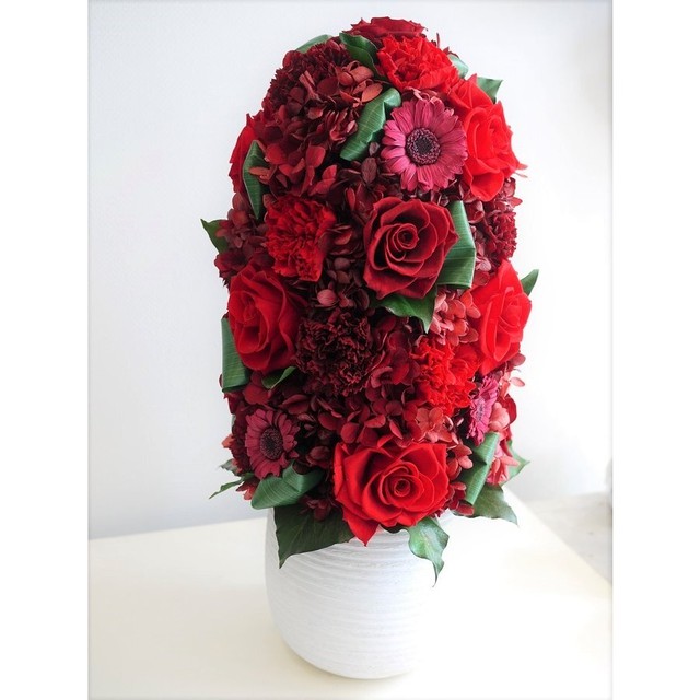 Apertio Floris フラワードームアレンジ リボン無し プリザーブドフラワーアレンジ ギフト 誕生日プレゼント Preciouspreserved プレシャスプリザーブド