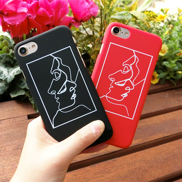 線画 横顔 フェイス アート Iphone シェル型 ケース ブラック レッド Iphone 6 6s 6plus 6splus 7 7plus Ks148 Loverytrading