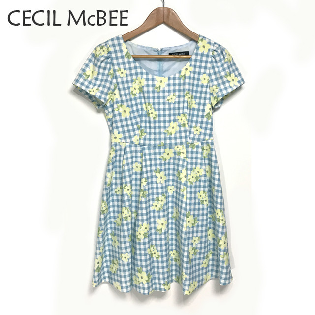 Cecil Mcbee セシルマクビー 新品タグ付き チェック 花柄ワンピ Huwa Huwa Store