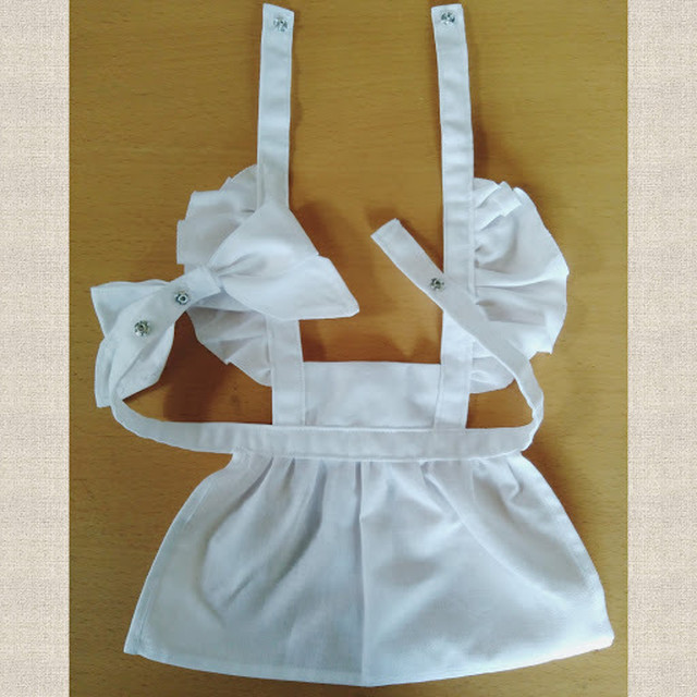 ぬいぐるみ用コスチューム シェリーメイsサイズなどに着用可 ウエイトレス風メイド服 ハンドメイド工房 つむぎ