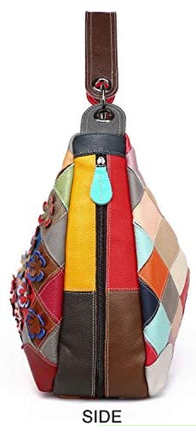 Jpcs Segater 本革 マルチカラー 花モチートートバッグ レディース 大きめ カラフルなパッチワーク ショルダーバッグ ホーボー ハンドバッグ 大容量 かばん おしゃれ 高級財布 ショルダーバッグ Az Japan Classic Store