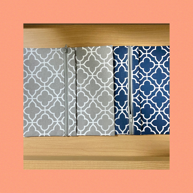 タイル柄シンプルファスナー付きポーチ はなうみ