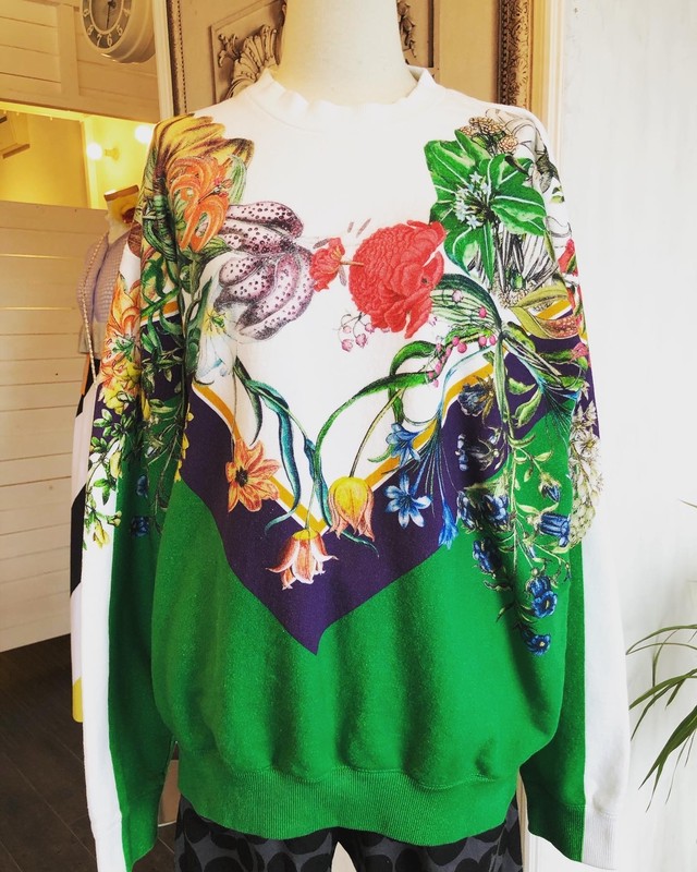 あちゃちゅむ 01 3 0703 フラワーラインスウェットグリーン Plus Lacoco