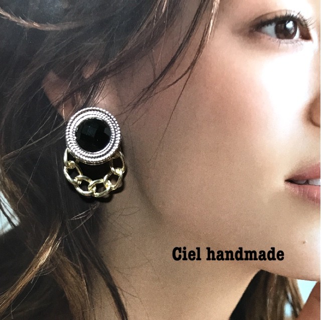 No 30 2way 大人カッコイイフープピアス イヤリング Ciel Handmade