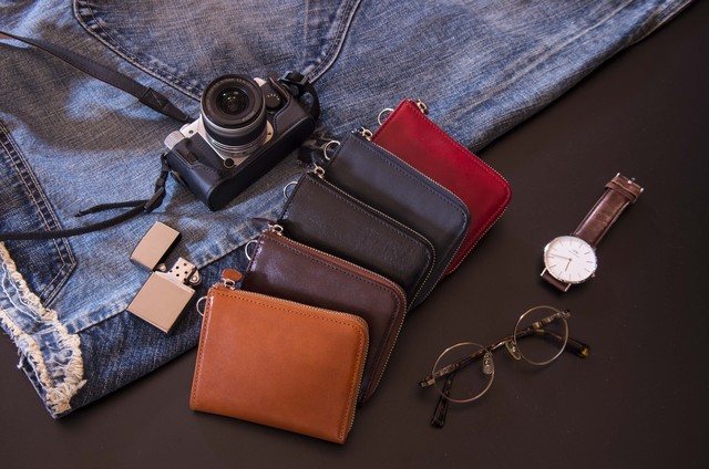 送料無料 財布 L字ファスナー イタリアの革 本革 牛革 イタリアンレザー カーボンレザー L型 小銭入れ コンパクトウォレット プレゼント メンズ レディース 薄い スリム ウォレット 贈り物 福財布 父の日 母の日 誕生日 プレゼント 男 女 7カラー Hmd Shop