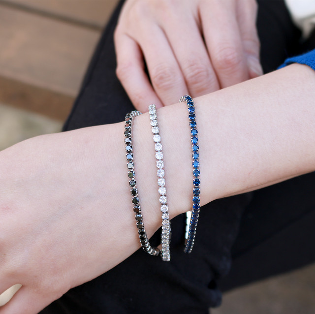 ブレスレット テニスブレスレット レディース Ali サージカルステンレス製 お肌に優しい アレルギーフリー 錆びにくい キュービックジルコニア クリア ブルー ブラック 留め具3つ調節可能 可愛い キレイ お洒落 プレゼント ギフト 贈り物 記念日 誕生日 ご褒美