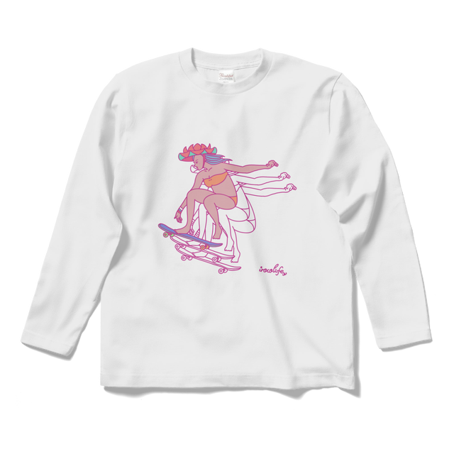 【ロンT】スケート花笠っ子ロングスリーブTシャツ(ホワイト)