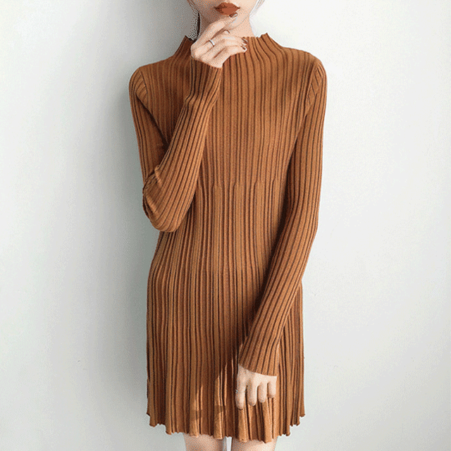 ワンピース ショート丈ワンピース ストライプ ニットワンピ Easy