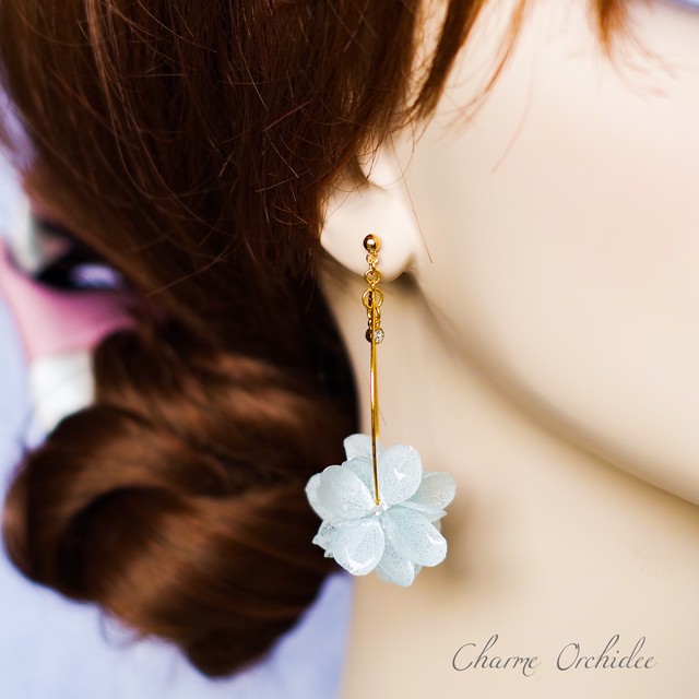 花脈レースの紫陽花ピアス イヤリング Charme Orchidee