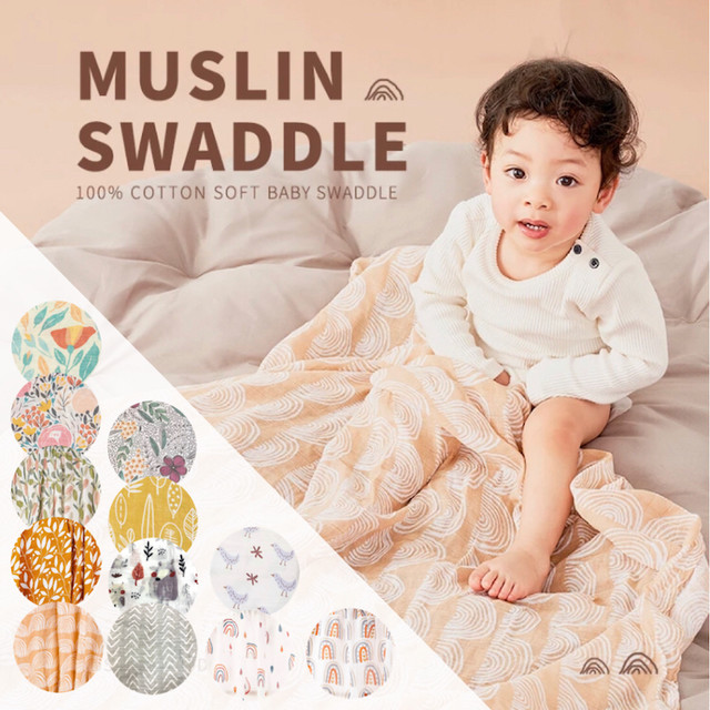 Kangobaby モスリンガーゼ コットン 綿 ベビー おくるみ 赤ちゃん お昼寝ケット エアコン対策 冷房避け ブランケット バスタオル 新生児 授乳ケープ 大判 ガーゼ アフガン スワドル 出産 育児 子育て 子供 こども 洗える 人気 春 夏 秋 冬 Ange Select