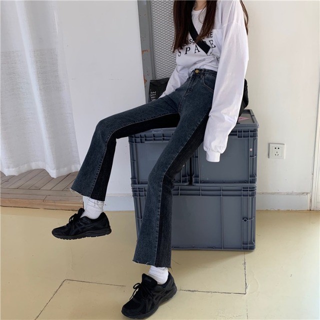 ハイウエスト ストレートパンツ ストリート ストリートファッション 韓国ファッション 韓国 学生ファッション 学生 秋 冬 秋冬ファッション 秋冬 Nonnonnine