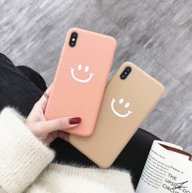 Iphonex Xs ピンク Iphoneカバー スマイリー柄 マットソフトカバー 可愛い シンプル Tpu ニコちゃん Guguppest2