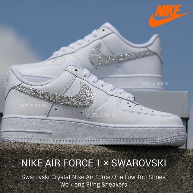 ナイキ エアフォース1 レディース ナイキ スニーカー メンズ エアフォースワン カスタム スワロフスキー クリスタル Nike Air Force 1 Swarovski Nike 624 World Ships