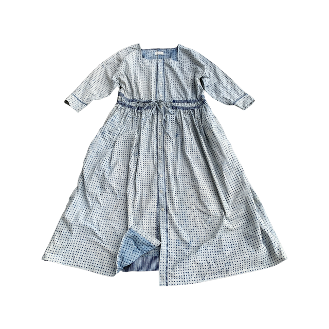 Saruche 藍染 Dots ドルマンスリーブワンピース White Saruche