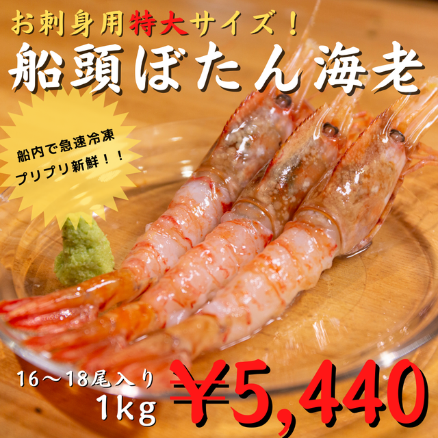 【大好評!】(0196)船凍本ボタン海老(お刺身用) 特大16/18