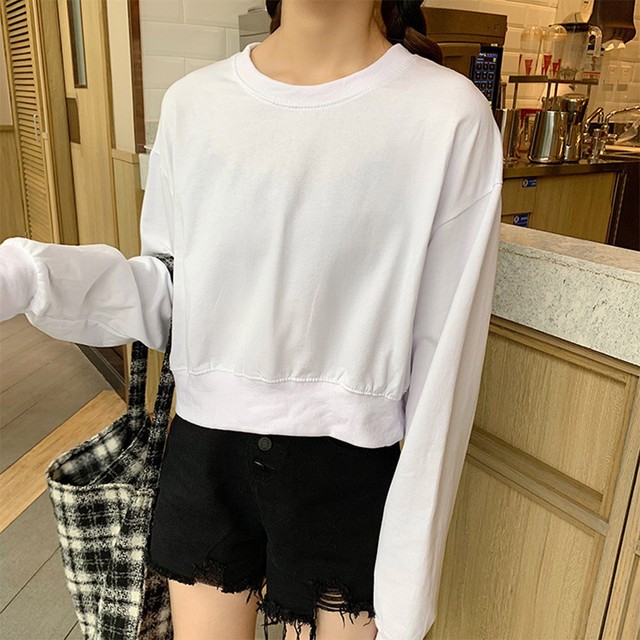 トレーナー 長袖 プルオーバー 春秋 ショート丈パーカー トレーナー レディース パーカー トップス ショート丈 長袖 春秋 韓国風 可愛 ボリューム ネット通販 購入 激安 10代 代 30代 40代 秋 冬 Roprot ロプロット ファッション レディースアパレル販売 ギフト