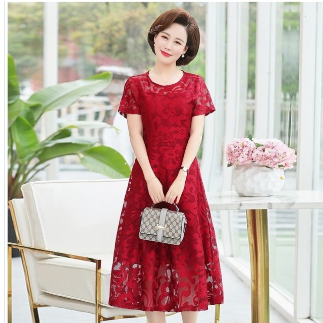 大きい サイズ レディース フォーマル ワンピース 総レース ワンピース 膝丈 パーティードレス L 6l ぽっちゃり 結婚式 半袖 袖あり 光沢 Basecamp49