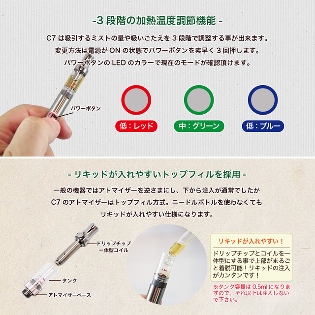 Smiss スミス C7 Cbdリキッド専用 ヴェポライザー 正規品 Hemp Kobo Cbdオーガニック製品 電子タバコ Vape