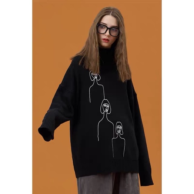 【ラスト1点】face pattern knit