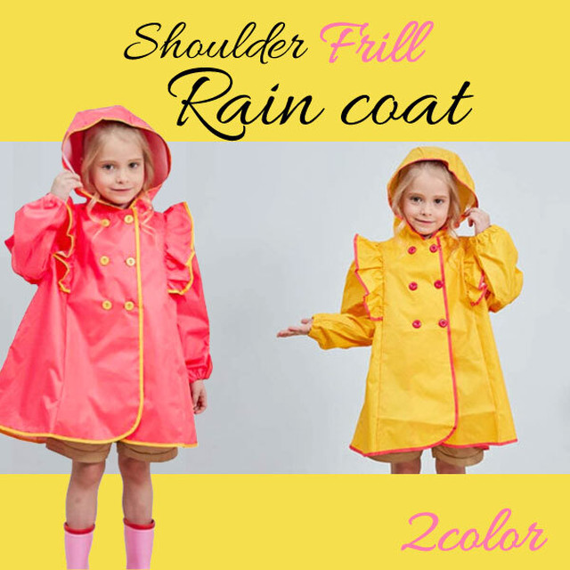 送料無料 フリル付きキッズレインコート 子供用 ｒａｉｎ ｃｏａｔ 合羽 カッパ 雨具 レインコート 女の子 幼稚園 保育園 フリル ヒラヒラ ポーチ付き Coccinelleshop かわいいベビー キッズウェア 子供服の通販