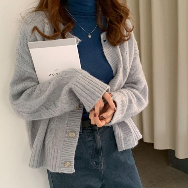 3色 ニットカーディガン アウター 羽織 ゆったり 大人可愛い シンプル カジュアル 韓国 オルチャン ファッション Cocotown