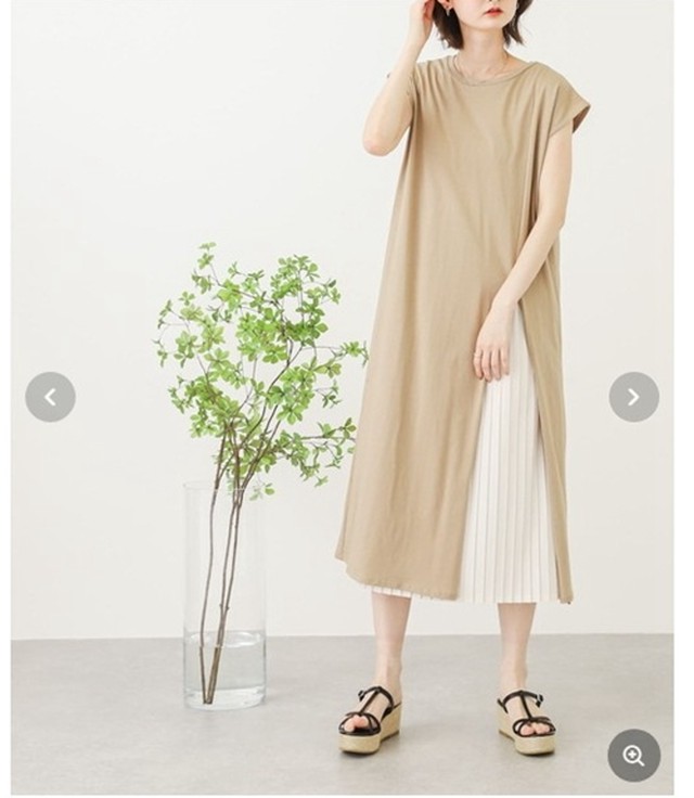 代 30代 40代 ワンピース Tシャツワンピ コットン プリーツ長袖 半袖 フレンチスリーブ 膝下丈 ミディ丈 大人 ベルト付き上品 ベルト トレンド セール Rb R3 14 Is05 0056 Redbell