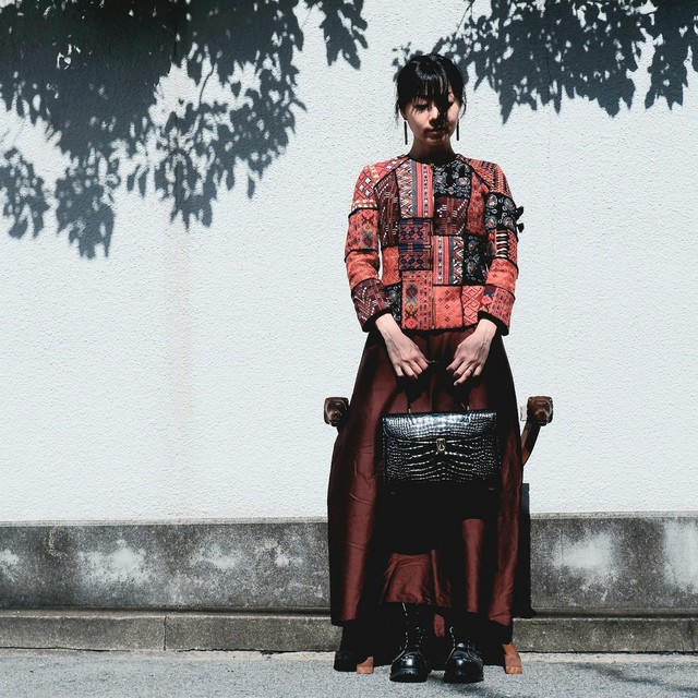 レディース ユーロ34 H M 総刺繍 ノーカラー ジャケット 民族 古着屋 Sputonic