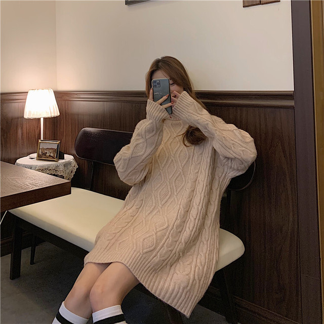 〈カフェシリーズ〉タートルネックニットワンピース【turtle neck knit one-piece】