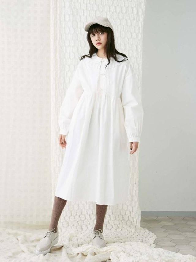 3色展開 メリージェニー ワンピース かわいい ドーリー ワンピース お人形 レトロ ワンピース レース 長袖 ヌーディー くすみ A091 Happinessshop ハピネスショップ レディース ファッション アイテム トレンド