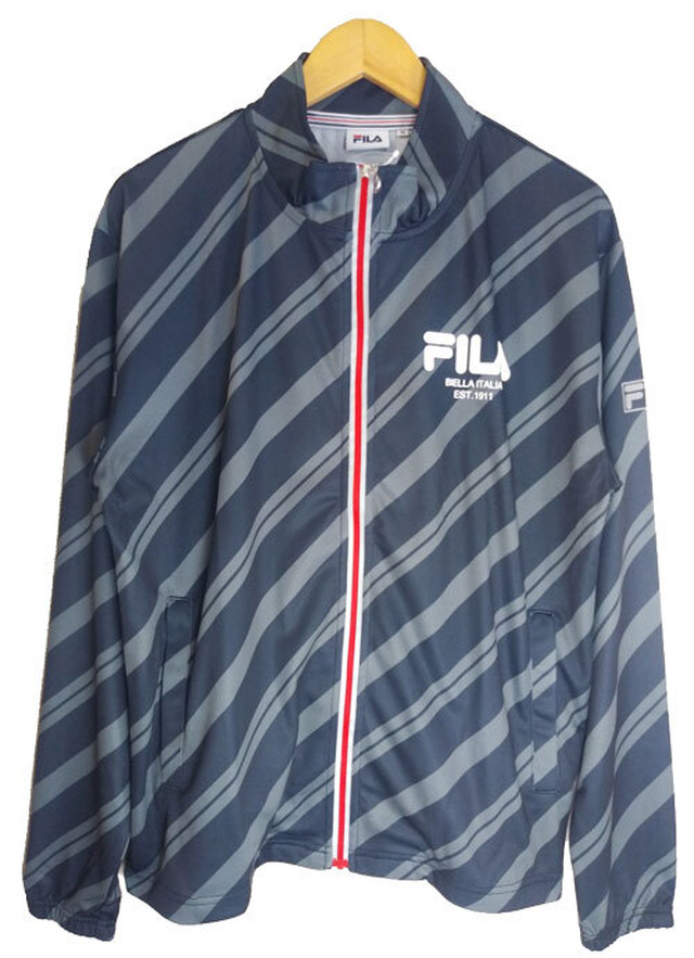 Fila フィラ Fm5362 ブラック メンズ ジャージ ジャケット テニス ウェア スポーツ 吸水速乾 汗を吸収し乾きやすいカットソー ロゴ おしゃれ 服 秋 ファイブスター