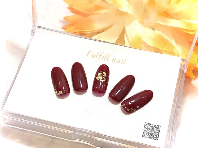 ネイルチップ シンプルボルドー Fulfill Nail ネイルチップ シンプルボルドー Fulfill Nail