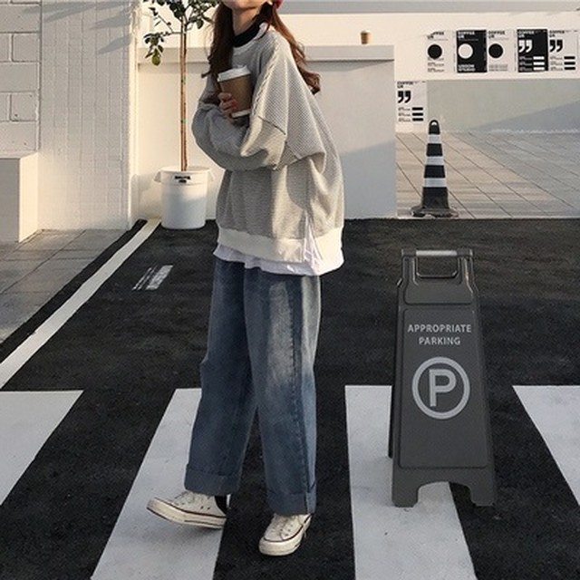 トップス 長袖 トレーナー 重ね着風 ボーダー カジュアル ストリート メンズライク 大きめサイズ ビックシルエット モノトーン プチプラレディースファッション通販 Yboueki