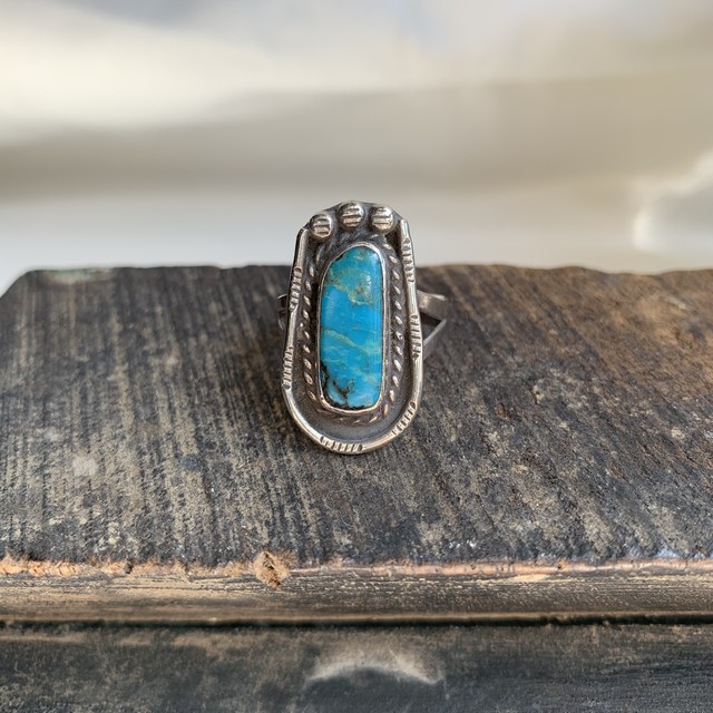 Old Indian Jewelry Navajo Sterling Silver Turquoise Ring インディアンジュエリー ナバホ族 リング Circa サーカ 神戸 Online Store