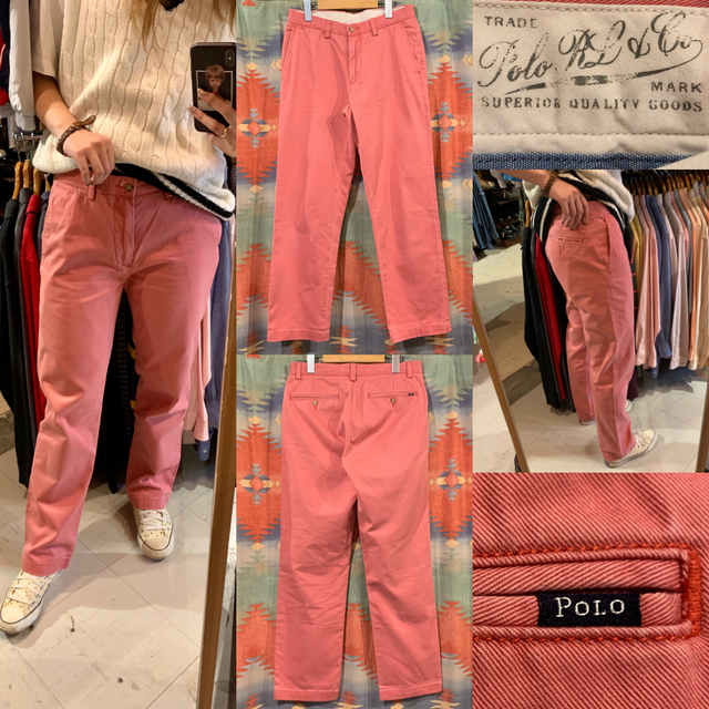 Ralphrauren ラルフローレン チノパンツ サーモンピンク 古着 レディース メンズ 陽気な古着屋frank