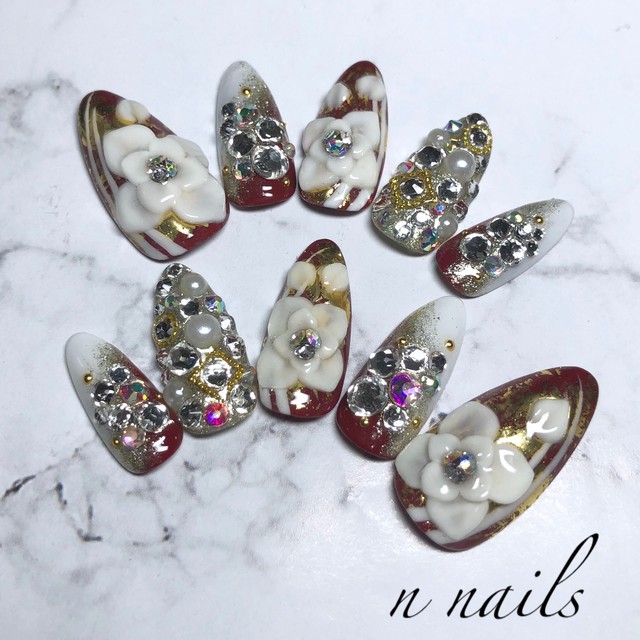 成人式 赤 ネイルチップ Nnails